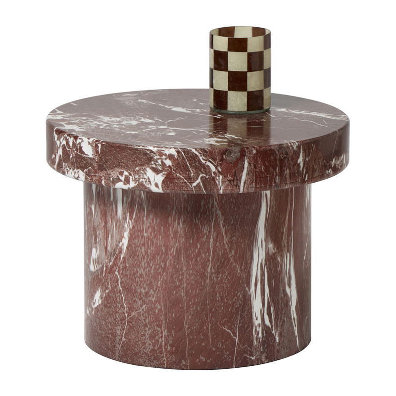 Bijzettafel marmerlook - rood - 41 cm