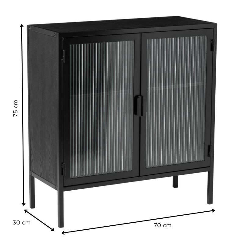 Kast Ryo met 2 deuren - hout/metaal - 75x70x30 cm