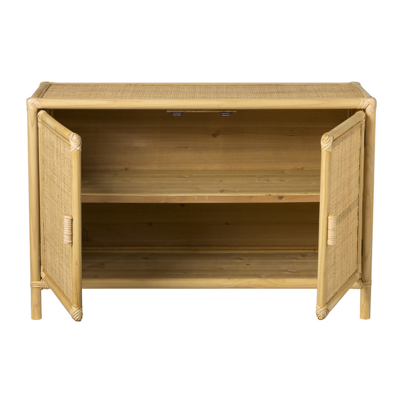 Dressoir Bali met 2 deurtjes - rotan - naturel - 65x98x39 cm