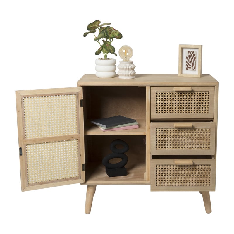 Webbing Java kast met 1 deur en 3 laden - 75x74.5x35 cm