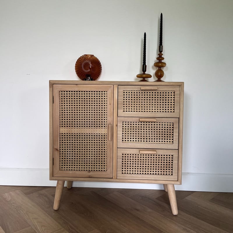 Webbing Java kast met 1 deur en 3 laden - 75x74.5x35 cm