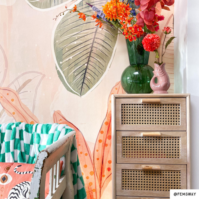 Webbing Java kast met 5 laden - 107x40x31 cm