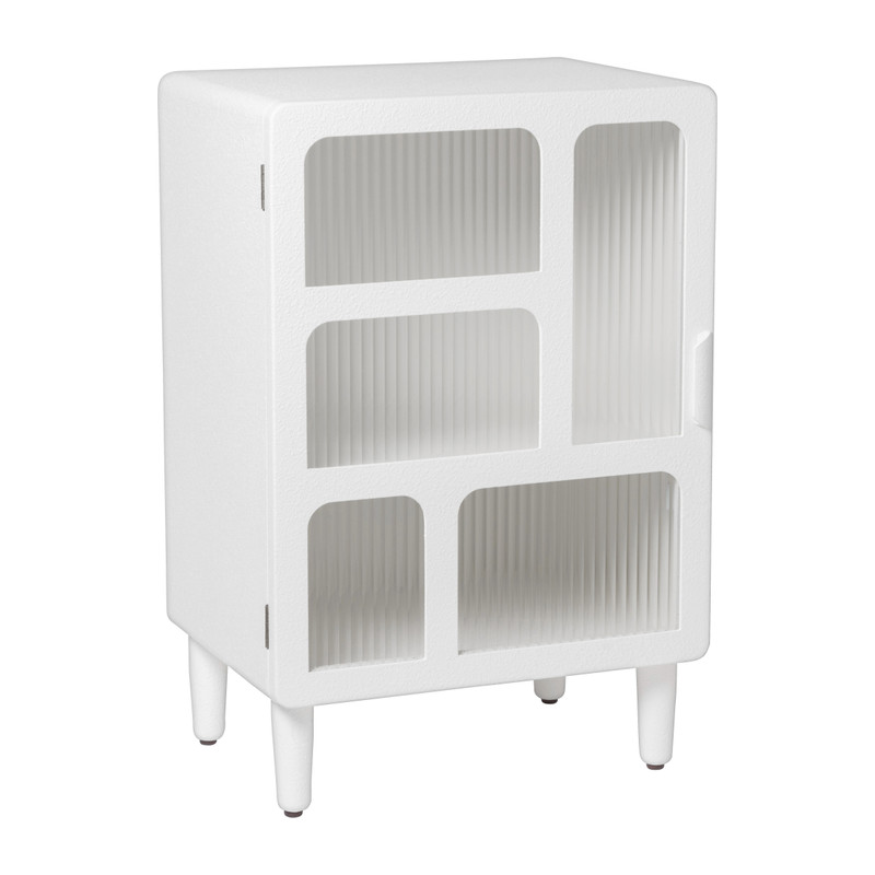 5 vakkenkast Zaha organic met deur - MDF - wit - 73x48x35 cm