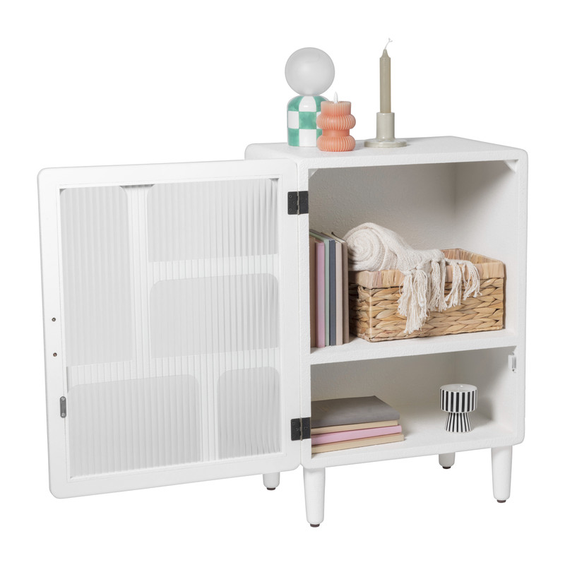 5 vakkenkast Zaha organic met deur - MDF - wit - 73x48x35 cm