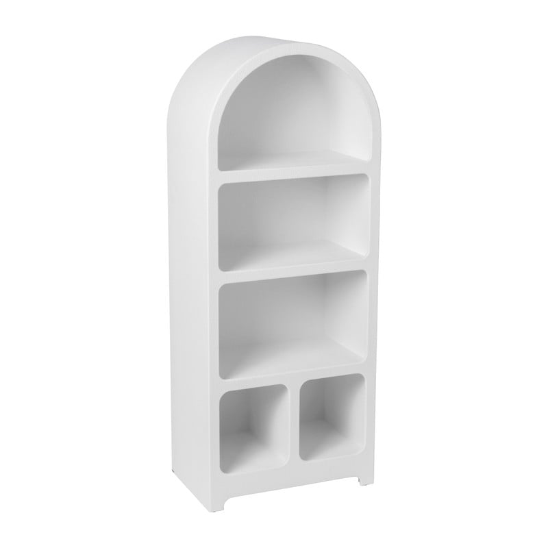 5 vakkenkast Zaha organic met boog - MDF - wit - 120.5x48x30 cm