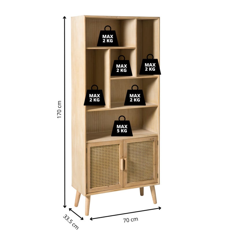 Vakkenkast Java met deuren - bruin - 170x70x33.5 cm