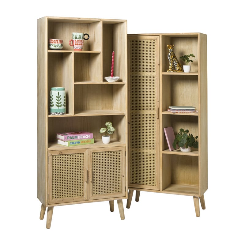 Kast Java met deurtje en vakken - bruin - 160x70x33.5 cm