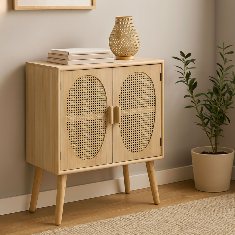 Kast Flores met ovalen vlakken - bruin - 78x70x37.5 cm