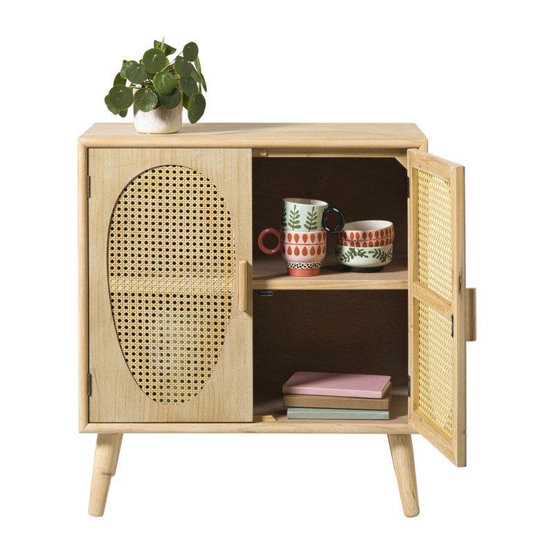 Kast Flores met ovalen vlakken - bruin - 78x70x37.5 cm