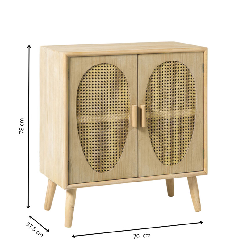 Kast Flores met ovalen vlakken - bruin - 78x70x37.5 cm