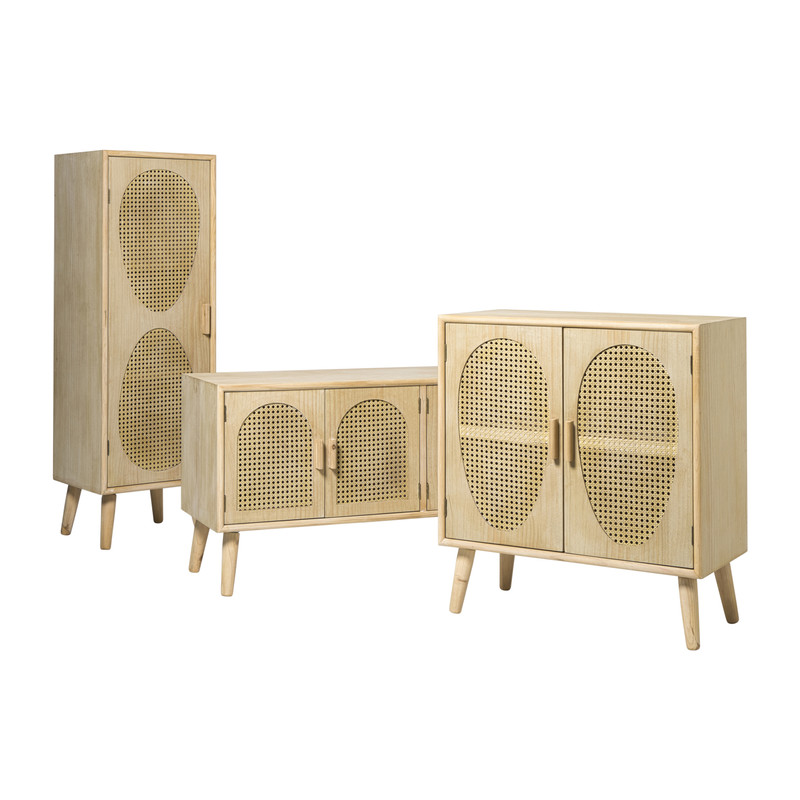 Kast Flores met ovalen vlakken - bruin - 78x70x37.5 cm