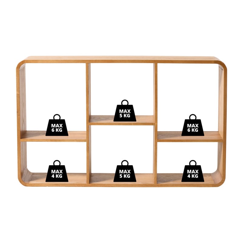 Vakkenkast Lennon 6 vakken laag - bruin - 60x98x25 cm