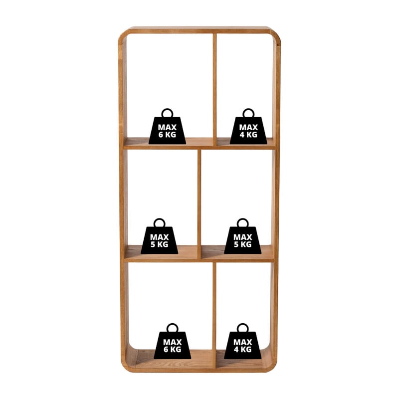 Vakkenkast Lennon 6 vakken - bruin - 120x55x25 cm