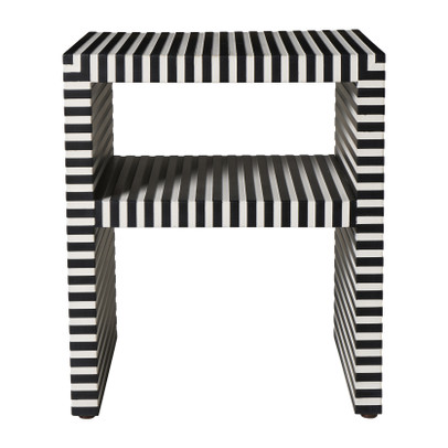 Nachtkastje stripes - zwart/wit - 40.5x35x35 cm