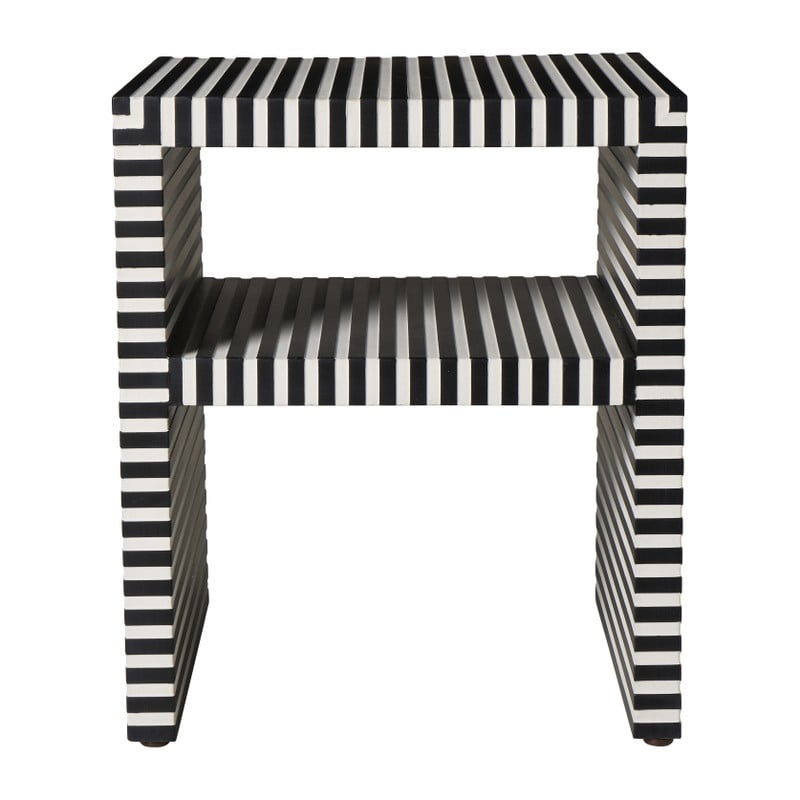 Nachtkastje stripes - zwart/wit - 40.5x35x35 cm