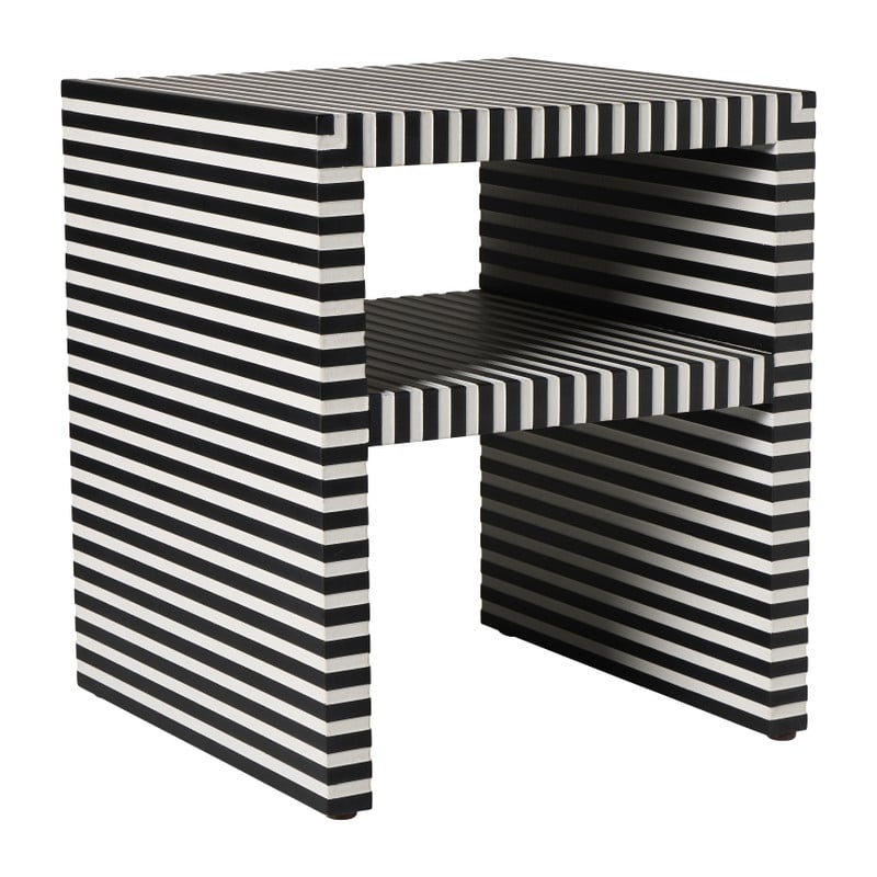 Nachtkastje stripes - zwart/wit - 40.5x35x35 cm