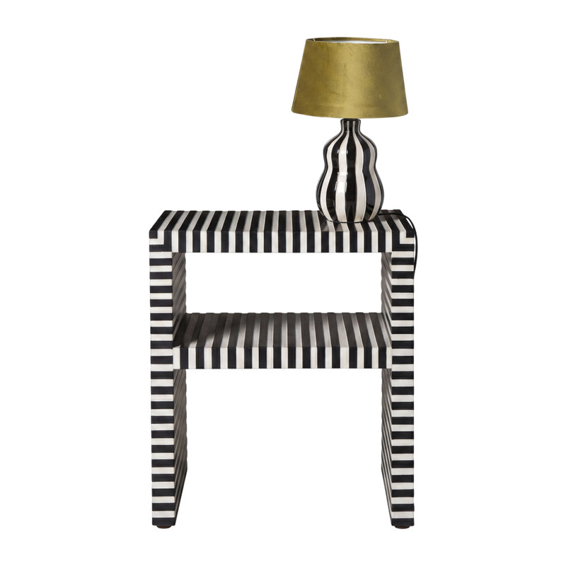 Nachtkastje stripes - zwart/wit - 40.5x35x35 cm