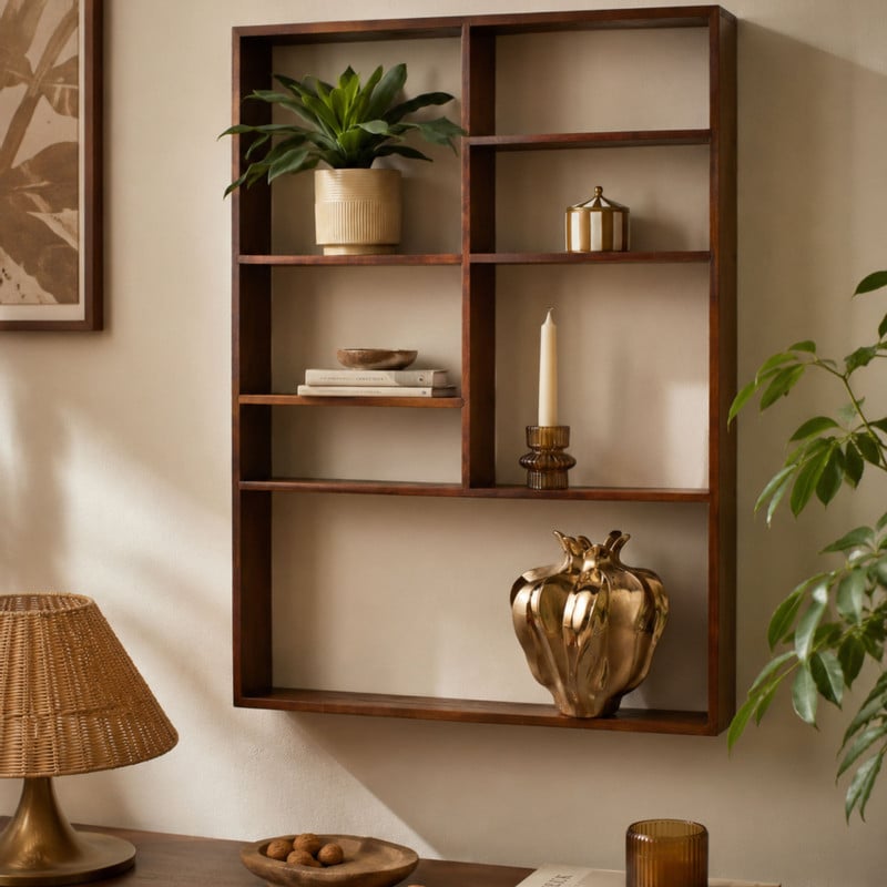 Wandkast met vakken Dex - donkerbruin - 78x60x12 cm
