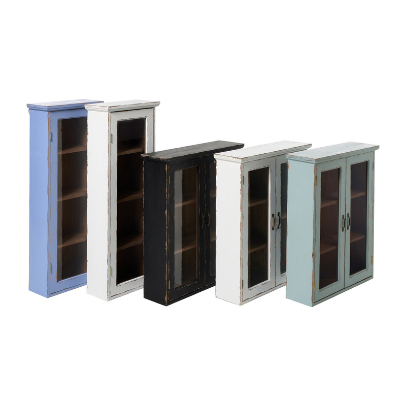 Vitrinekast 1 deur - wit - 80x30x15 cm