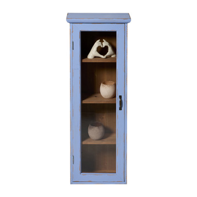 Vitrinekast 1 deur - blauw - 80x30x15 cm