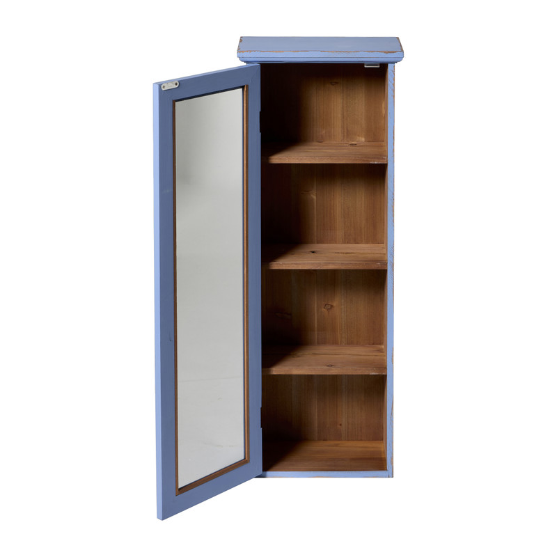 Vitrinekast 1 deur - blauw - 80x30x15 cm