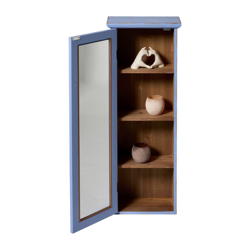 Vitrinekast 1 deur - blauw - 80x30x15 cm