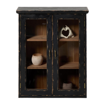 Vitrinekast 2 deuren - zwart - 60x50x15 cm