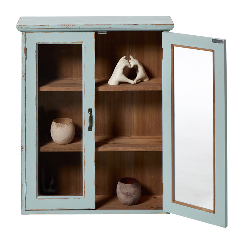 Vitrinekast 2 deuren - groen - 60x50x15 cm