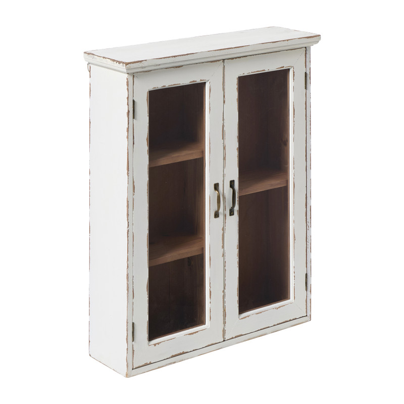 Vitrinekast 2 deuren - wit - 60x50x15 cm