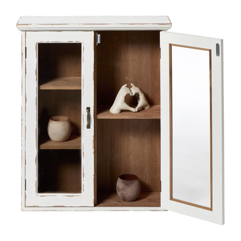 Vitrinekast 2 deuren - wit - 60x50x15 cm