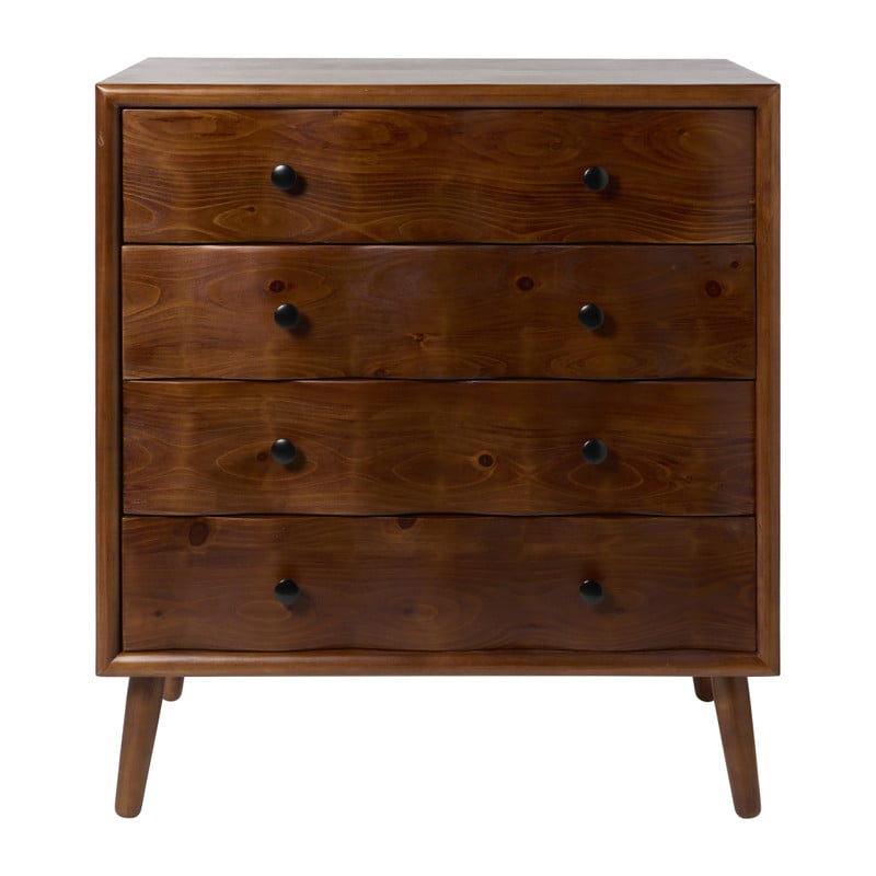 Kast retro met 4 lades - donkerbruin - 87.5x80x40.5 cm