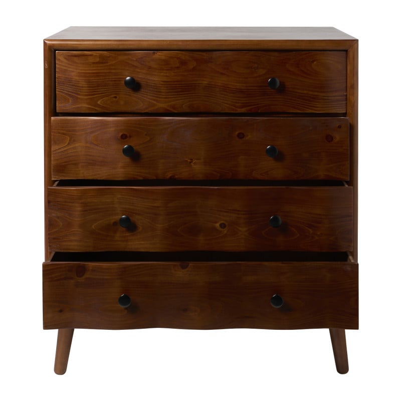 Kast retro met 4 lades - donkerbruin - 87.5x80x40.5 cm