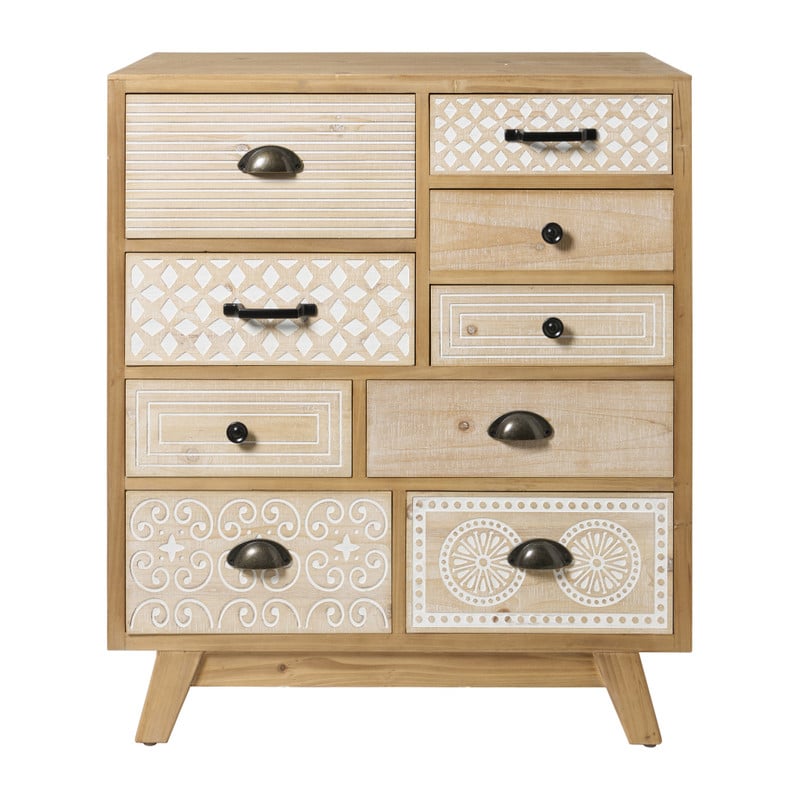 Ladekast Variée met 9 laden - bruin/wit - 83x70x37 cm