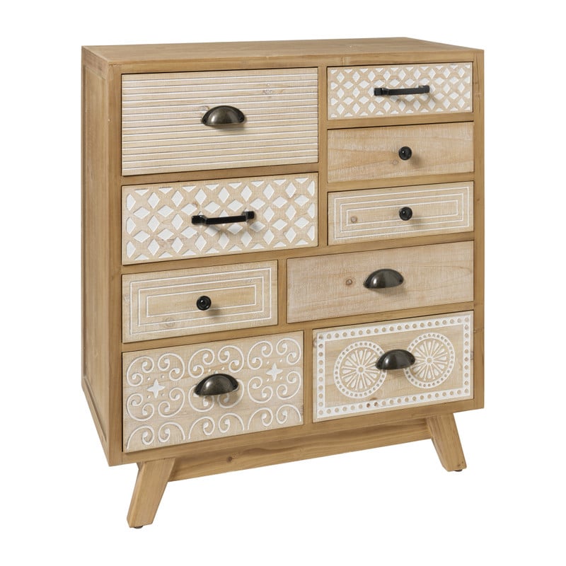 Ladekast Variée met 9 laden - bruin/wit - 83x70x37 cm