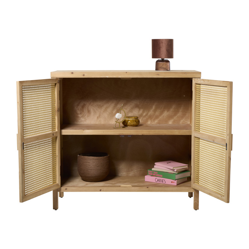 Kast webbing Lombok laag - bruin - 94x100x40 cm