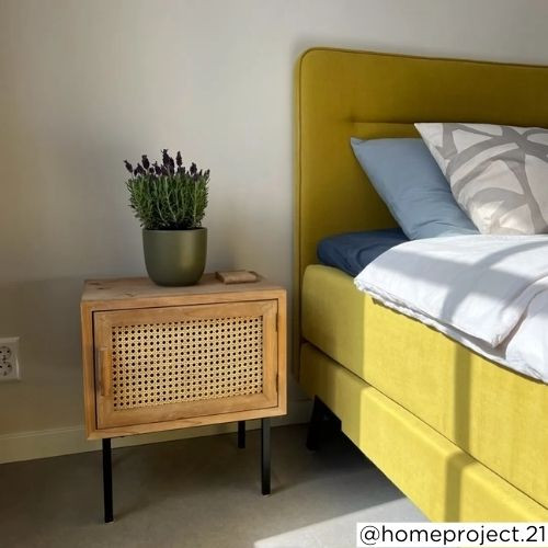 Webbing Sumatra nachtkastje - metalen poten - 45x33x51 cm