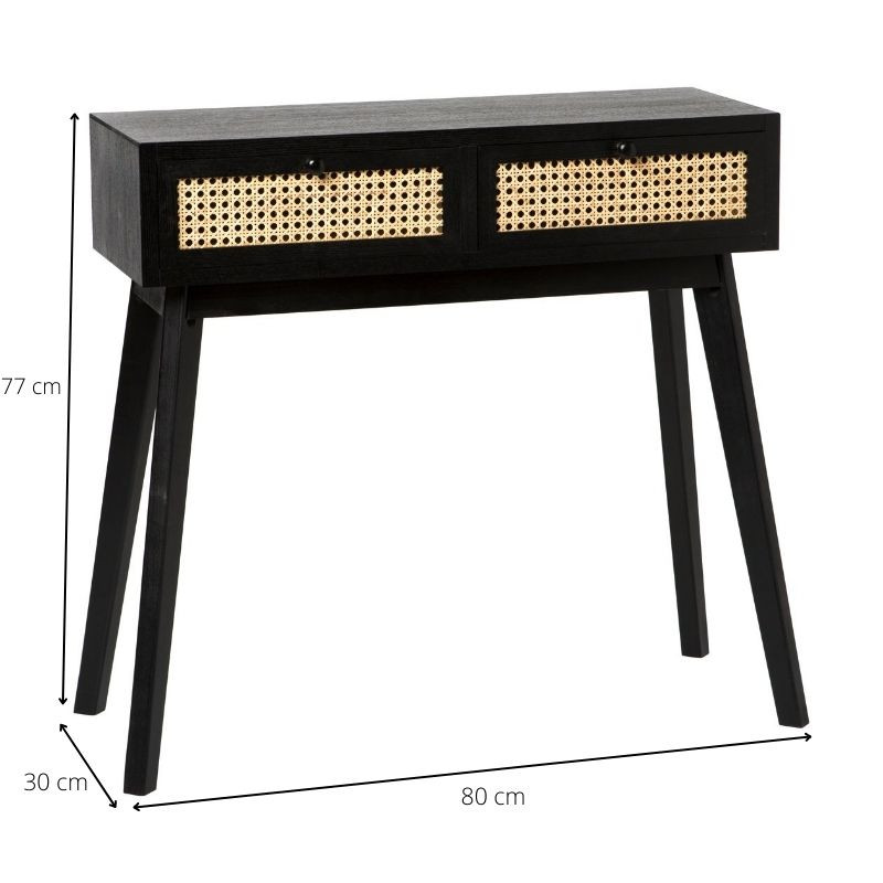 Webbing side table 2 laden - zwart - 80x30x70-cm