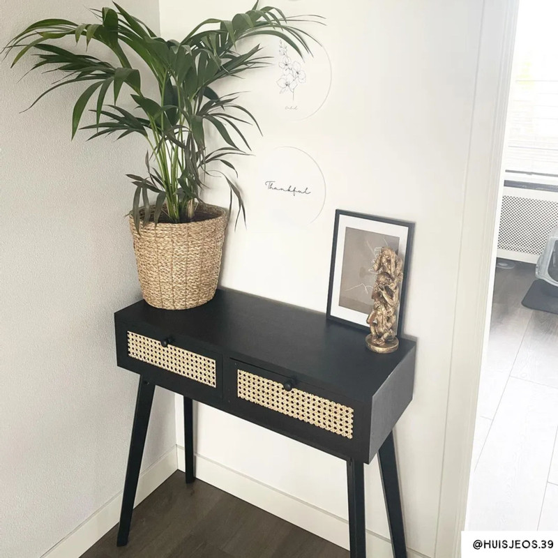 Webbing side table 2 laden - zwart - 80x30x70-cm