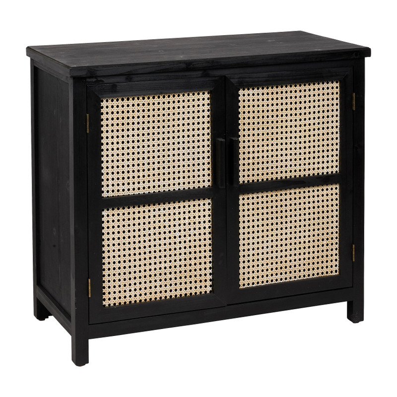 Webbing kast Bandung - zwart/naturel - 80x40x72 cm