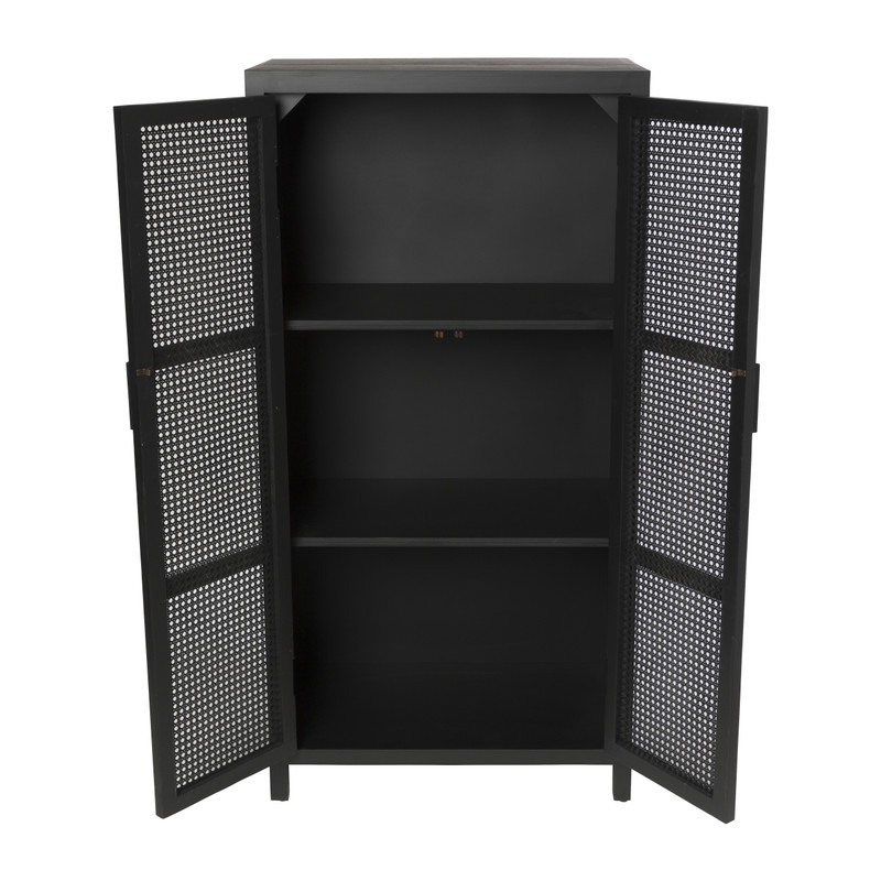 Webbing kast Bandung hoog - zwart - 140x70x40 cm