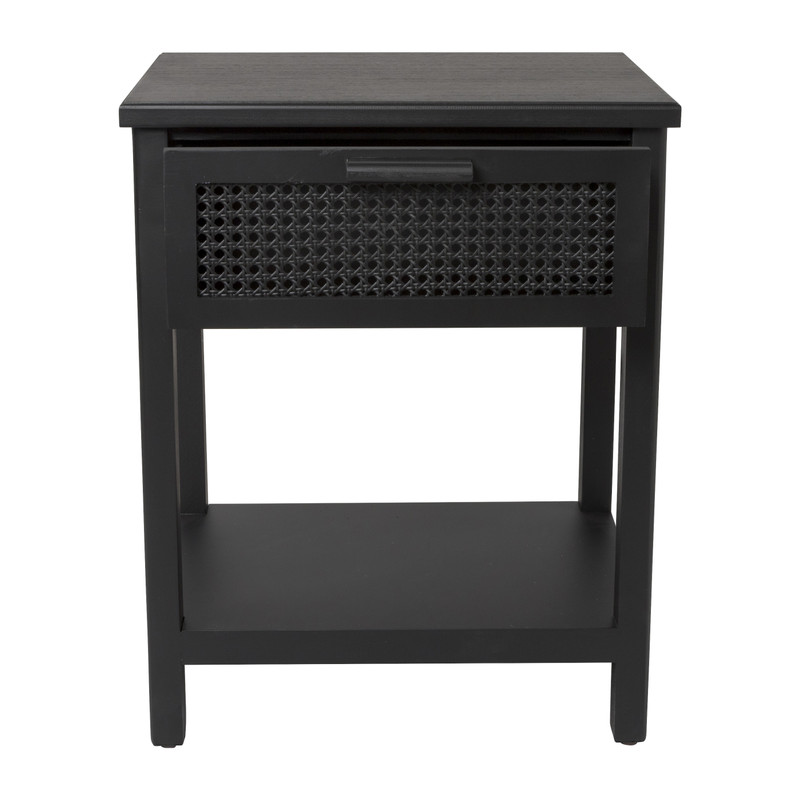 Webbing nachtkastje Bandung - zwart - 60.5x47.5x36 cm