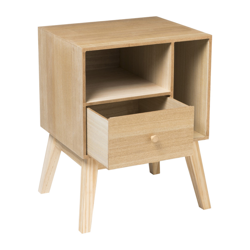 Nachtkastje Olivia met 1 lade - naturel - 40x33x53 cm 