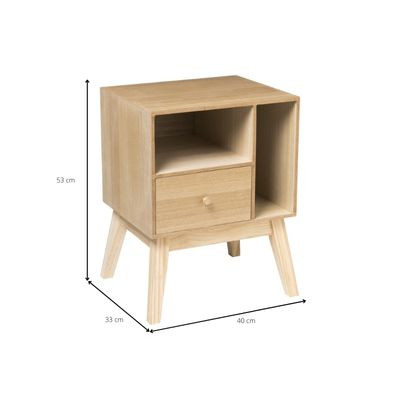 Nachtkastje Olivia met 1 lade - naturel - 40x33x53 cm 