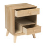 Nachtkastje Olivia met 2 lades - naturel - 40x33x53 cm 