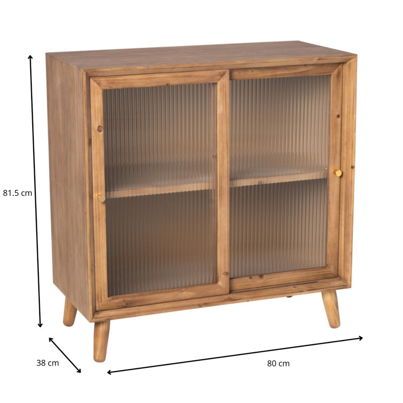 Kast vintage met schuifdeur - bruin - 81.5x80x38 cm