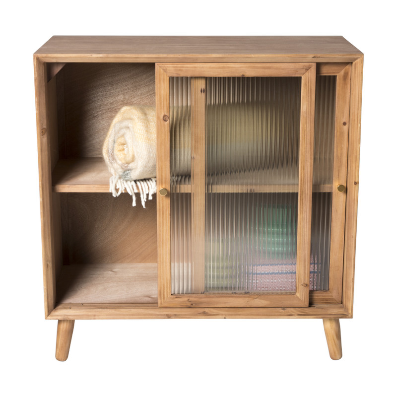 Kast vintage met schuifdeur - bruin - 81.5x80x38 cm