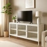 Dressoir Luca met geribbeld glazen deurtjes - offwhite - 50x120x42 cm