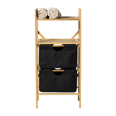 Opbergrek met twee laden - bruin/zwart - 96x44x33  cm