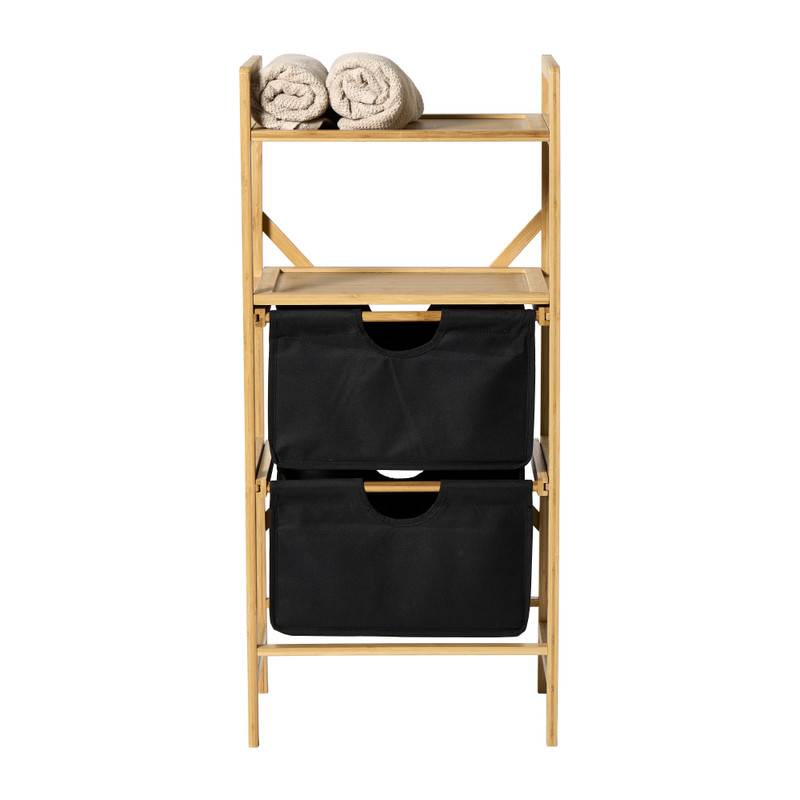 Opbergrek met twee laden - bruin/zwart - 96x44x33  cm