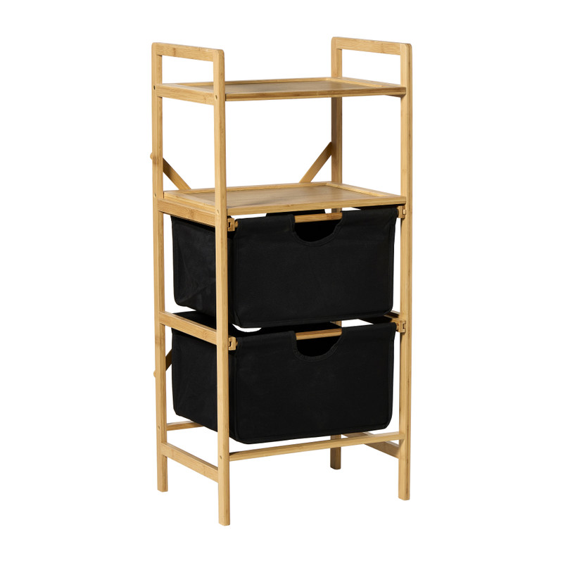 Opbergrek met twee laden - bruin/zwart - 96x44x33  cm